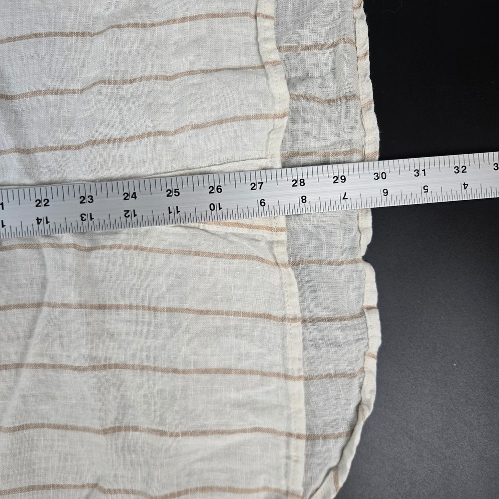 H Halston Womens Medium Linen Button Shirt Roll tab Coastal Striped Long Sleeve - Picture 7 of 8